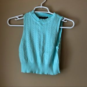 Sky blue crop top sweater vest from love culture